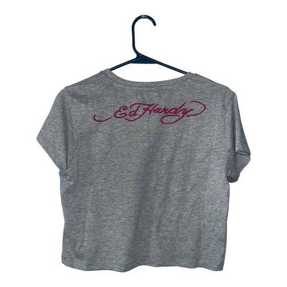 Ed Hardy Love Kills Cropped Fitted Tee, Large - Picture 3 of 6